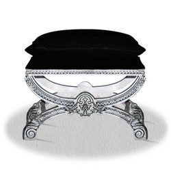 Casa Padrino baroque stool silver black 60 x 40 x H. 50 cm Casa Padrino baroque stool silver black 60 x 40 x H. 50 cm