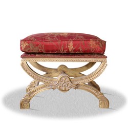 Casa Padrino baroque Tabouret Antique Or Rouge - tabouret de style ancien avec des oreillers Casa Padrino baroque Tabouret Antique Or Rouge - tabouret de style ancien avec des oreillers