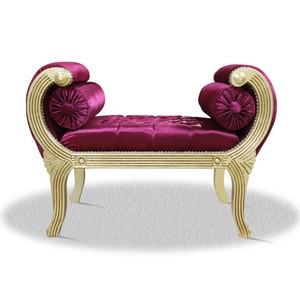 Casa Padrino Barock Schemel Creme Lila Silber 90 x 40 x H. 65 cm - Luxus Sitzbank Casa Padrino Barock Schemel Creme Lila Silber 90 x 40 x H. 65 cm - Luxus Sitzbank