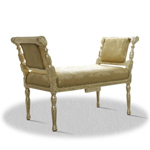 Casa Padrino Barock Sitzbank Gold mit Muster 110 x 40 x H. 70 cm - Luxuriöse Sitzgelegenheit Casa Padrino Barock Sitzbank Gold mit Muster 110 x 40 x H. 70 cm - Luxuriöse Sitzgelegenheit