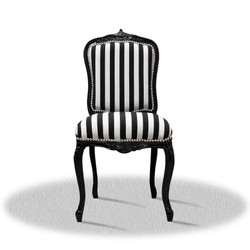 Casa Padrino Salon baroque Chaise bandes en noir et blanc 50 x 50 x H. 100 cm - Hôtel Collection Casa Padrino Salon baroque Chaise bandes en noir et blanc 50 x 50 x H. 100 cm - Hôtel Collection