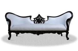 Casa Padrino Sofá Barroco Vampire en Negro Brillo y Blanco, 220 x 70 x H. 80 cm - Lujoso Sofá Lounge