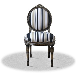 Casa Padrino Barock Salonstuhl mit Streifen 50 x 50 x H. 100 cm - Luxus Stuhl Casa Padrino Barock Salonstuhl mit Streifen 50 x 50 x H. 100 cm - Luxus Stuhl