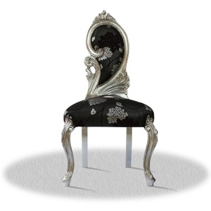 Casa Padrino Barock Salonstuhl Silber Schwarz 55 x 45 x H. 100 cm - Limited Edition Casa Padrino Barock Salonstuhl Silber Schwarz 55 x 45 x H. 100 cm - Limited Edition