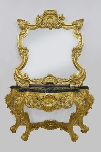 Casa Padrino Barock Spiegelkonsole Konsole mit Spiegel Gold Baroque Mirror Console Furniture Interior Möbel Einrichtung Casa Padrino Barock Spiegelkonsole Konsole mit Spiegel Gold Baroque Mirror Console Furniture Interior Möbel Einrichtung