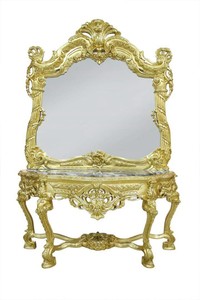 Casa Padrino Barock Spiegelkonsole mit Marmorplatte Gold Schwarz 120 x 220 cm Casa Padrino Barock Spiegelkonsole mit Marmorplatte Gold Schwarz 120 x 220 cm