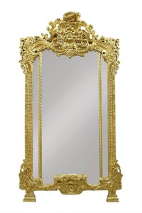 Casa Padrino Luxus Barock Wandspiegel Gold - Handgefertigter Prachtspiegel aus Massivholz, 120 x 220 cm Casa Padrino Luxus Barock Wandspiegel Gold - Handgefertigter Prachtspiegel aus Massivholz, 120 x 220 cm