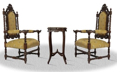 Barock Thron Stuhl Set Throne Chair Set Baroque Barock Möbel Furniture