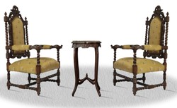 Casa Padrino barroco silla trono establecido con mesa auxiliar - antiguo muebles para la sala