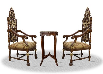 Barock Thron Sessel Set Throne Chair Chairs Furniture Baroque Antik Antique Casa Padrino Handarbeit Handgeschnitzt