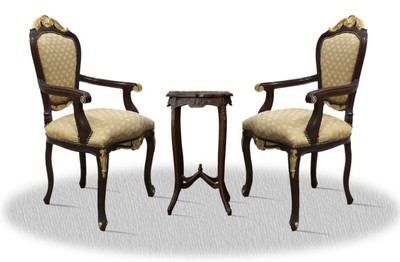 Casa Padrino Barock Esszimmerstuhl Set mit Beistelltisch - Barock Möbel