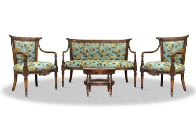 Casa Padrino Salon Set antik braun blau mit Blumenmuster - Luxus Kollektion Casa Padrino Salon Set antik braun blau mit Blumenmuster - Luxus Kollektion