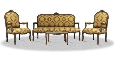 Casa Padrino Barock Salon Set mit Sitzbank 2 Stühlen und Tisch - Antik Stil Casa Padrino Barock Salon Set mit Sitzbank 2 Stühlen und Tisch - Antik Stil