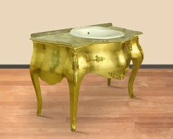 Casa Padrino Lavabo barocco di lusso Oro con piano in marmo color crema - Mobili da bagno barocchi 124 x 54 x 92 cm Casa Padrino Lavabo barocco di lusso Oro con piano in marmo color crema - Mobili da bagno barocchi 124 x 54 x 92 cm