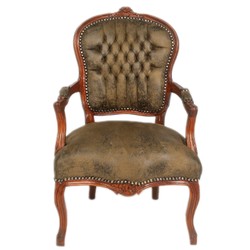 Casa Padrino chaise de salon baroque en cuir aspect marron / marron - Mobilier de style ancien Casa Padrino chaise de salon baroque en cuir aspect marron / marron - Mobilier de style ancien