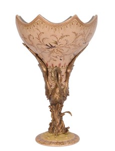 Casa Padrino Baroque Style Porcelain Vase, Cream and Bronze, Diameter 36 x Height 54.1 cm - Luxury Edition