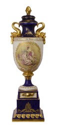 Casa Padrino Jarrón de lujo de porcelana sobre pedestal estilo barroco blanco azul oscuro oro 26,8 x 22,8 x 82,3 cm