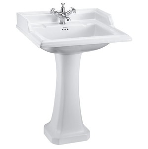 Casa Padrino Lavabo Art Déco con pedestal, Diseño Jugendstil, Blanco, 65 x 57,5 x H. 92 cm