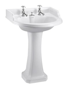 Casa Padrino Lavabo Art Deco con 2 orificios - Lavabo de porcelana blanco, 65 x 57,5 x 92 cm