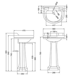 Casa Padrino Lavabo de porcelana con pedestal diseño Art Nouveau Blanco 56 x 47 x H. 96 cm