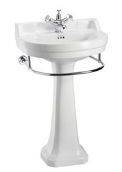 Casa Padrino Lavabo in Porcellana Stile Liberty con Piedistallo e Portasciugamani, Bianco / Cromo, 56 x 47 x 96 cm