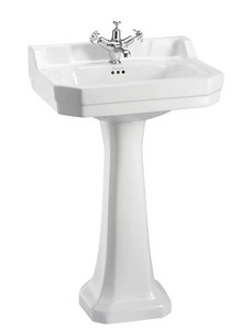 Casa Padrino Lavabo de lujo con pedestal, diseño Art Nouveau, Blanco, 56 x 47 x H. 96 cm