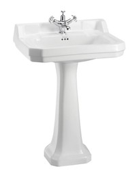 Casa Padrino Lavabo de lujo de porcelana con pedestal, diseño Art Nouveau, blanco, 61 x 51 x H. 90 cm