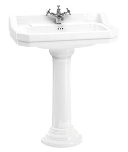 Casa Padrino Lavabo de lujo de porcelana con pedestal diseño Art Nouveau - Blanco, 80 x 51 x Al. 95 cm