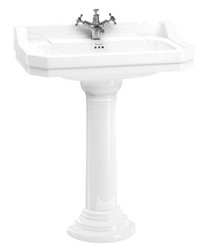 Casa Padrino Lavabo de lujo de porcelana con pedestal diseño Art Nouveau - Blanco, 80 x 51 x Al. 95 cm
