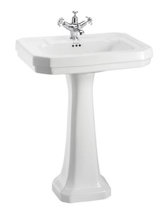 Casa Padrino Lavabo de lujo de porcelana Art Nouveau con pedestal blanco 61 x 51 x H. 90 cm