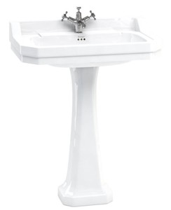 Casa Padrino Lavabo con pedestal de porcelana diseño Art Nouveau blanco 80 x 51 x H. 90 cm