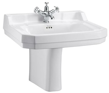 Casa Padrino Lavabo de lujo de porcelana en estilo Art Nouveau con media columna, Blanco, 61 x 51 x H. 56 cm