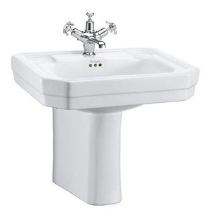 Casa Padrino Lavabo de Porcelana Diseño Art Nouveau con Media Columna en Blanco 56 x 47 x H. 50 cm