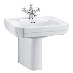 Casa Padrino Lavabo in Porcellana Design Liberty con Mezza Colonna in Bianco 56 x 47 x H. 50 cm