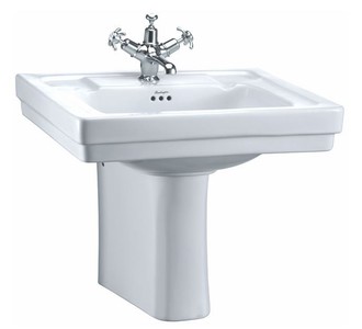 Casa Padrino Lavabo de lujo con media columna 61 x 51 x A. 50 cm - Lavabo de porcelana blanco