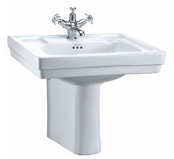 Casa Padrino Lavabo de lujo con media columna 61 x 51 x A. 50 cm - Lavabo de porcelana blanco