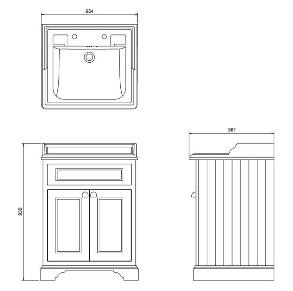 Casa Padrino Luxus Waschschrank 67 x 58 x H. 93 cm - Antik Stil Waschtisch