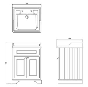 Casa Padrino Luxus Waschschrank 67 x 58 x H. 93 cm - Antik Stil Waschtisch