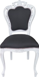Casa Padrino Chaise Dîner baroque sans accoudoirs Noir / Blanc Antique - Chaise design - qualité de luxe