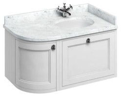 Casa Padrino Mueble de Lavabo Suspendido de Lujo con Encimera de Marmol, Cajon y Puerta, Estilo Art Nouveau, 98 x 55 x 59 cm
