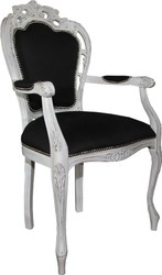 Casa Padrino Baroque Dinner Chair with armrests black / antique white - Designer chair - luxury quality