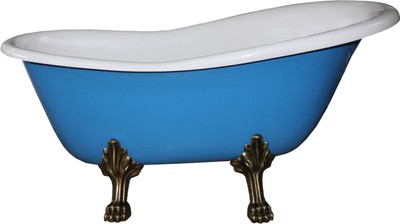 Casa Padrino Jugendstil Badewanne Hellblau Blau Weiß mit Löwenfüssen Altgold Gold Casa Padrino Jugendstil Badewanne Hellblau Blau Weiß mit Löwenfüssen Altgold Gold