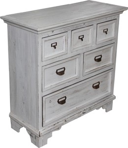 Casa Padrino Shabby Chic Landhaus Stil Kommode mit 6 Schubladen in Antik Weiß, 84 x 33 x 84 cm