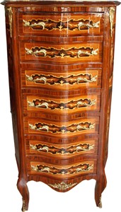 Casa Padrino Antikstil Kommode mit Schubladen Braun Mahagoni Intarsien - Barock Möbel Casa Padrino Antikstil Kommode mit Schubladen Braun Mahagoni Intarsien - Barock Möbel