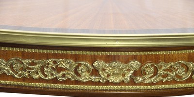 Casa Padrino Luxus Barock Beistelltisch Mahagoni Intarsien mit Messingapplikationen 90 x 53 x H77 cm 