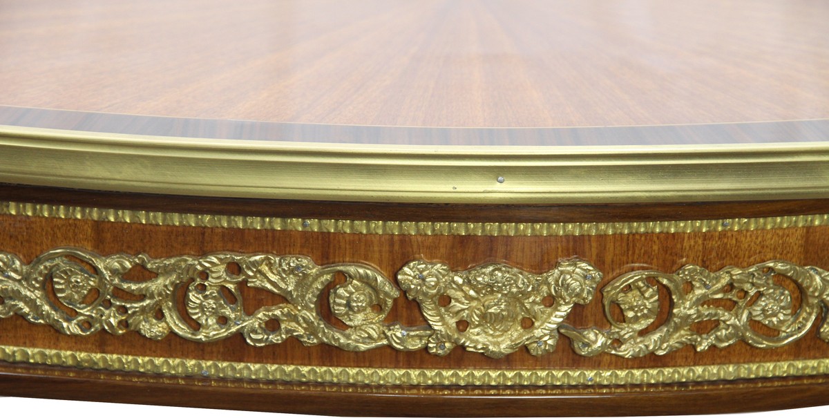 Casa Padrino Luxus Barock Beistelltisch Mahagoni Intarsien mit Messingapplikationen 90 x 53 x H77 cm 
