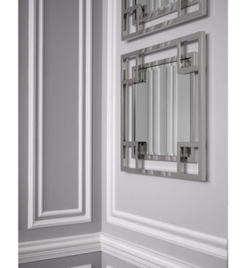 Casa Padrino Designer Wandspiegel Silber 90 x H. 90 cm - Luxus Spiegel