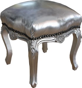 Casa Padrino barroco de heces de plata / plata altura 40 cm, ancho 35 cm - muebles barrocos Casa Padrino barroco de heces de plata / plata altura 40 cm, ancho 35 cm - muebles barrocos