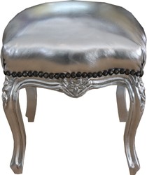 Casa Padrino barroco de heces de plata / plata altura 40 cm, ancho 35 cm - muebles barrocos Casa Padrino barroco de heces de plata / plata altura 40 cm, ancho 35 cm - muebles barrocos