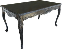 Casa mesa Padrino barroco de comedor con tapa de cristal negro 200 x 100 cm - mesa de comedor - Edición Limitada
